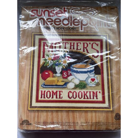 Sunset Needlepoint Kit Mother’s Home Cookin' #6794 Fits 12"x12" Frame, New - Picture 2 of 3
